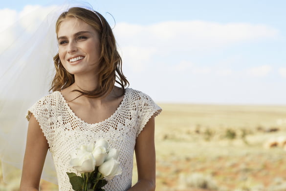 bride with the arizona desert in the background